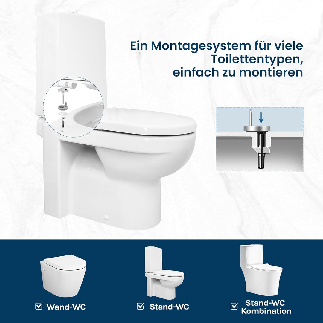 WOLTU Toilettendeckel,WC Sitz mit Absenkautomatik,Klodeckel D-Form weiss Kunststoff, Softclose Antib