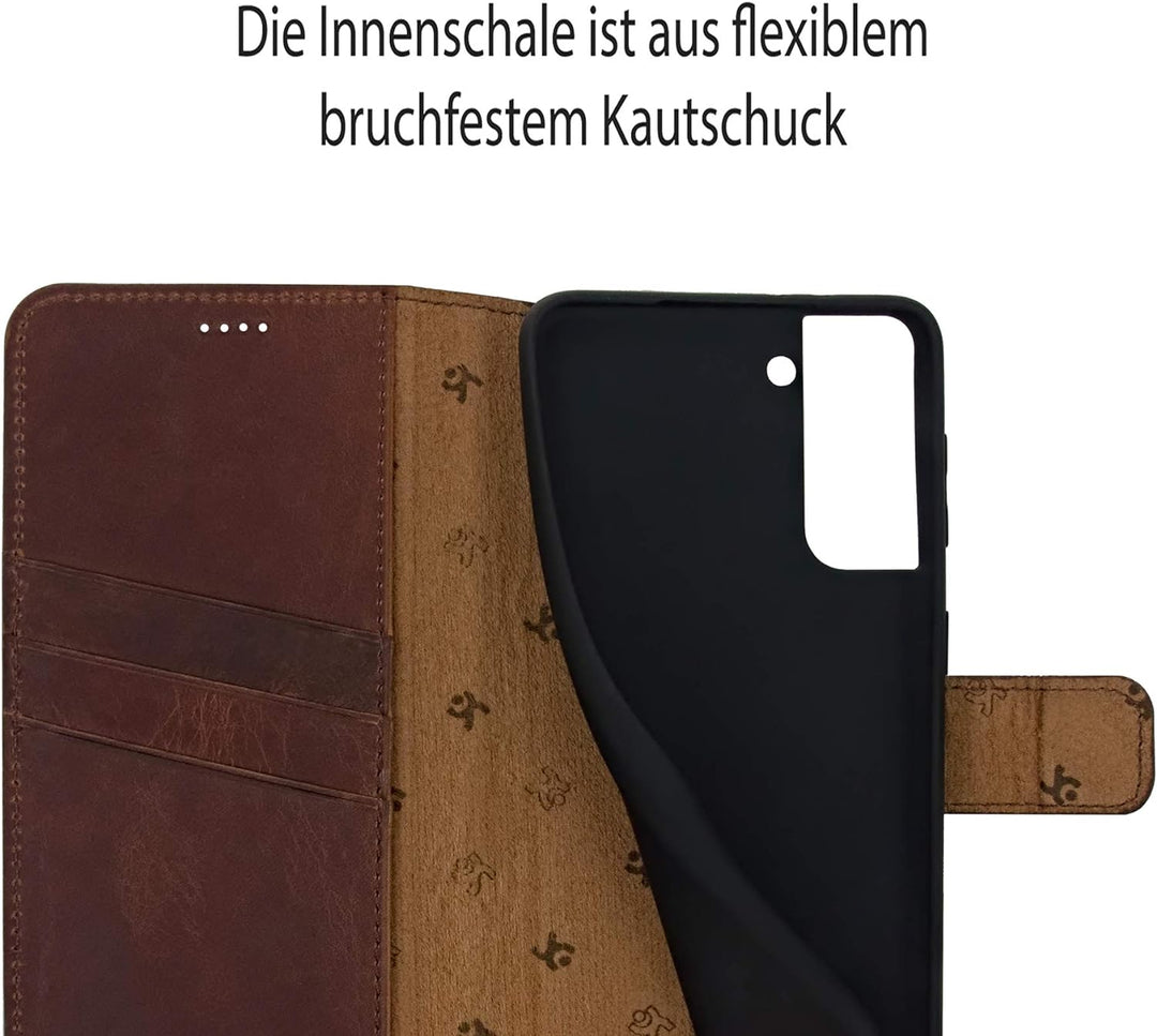 Suncase Book-Style Hülle kompatibel mit Samsung Galaxy S22 Plus 5G Leder Tasche (Slim-Fit) Lederhüll