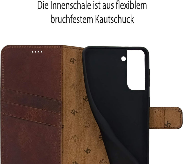 Suncase Book-Style Hülle kompatibel mit Samsung Galaxy S22 Plus 5G Leder Tasche (Slim-Fit) Lederhüll