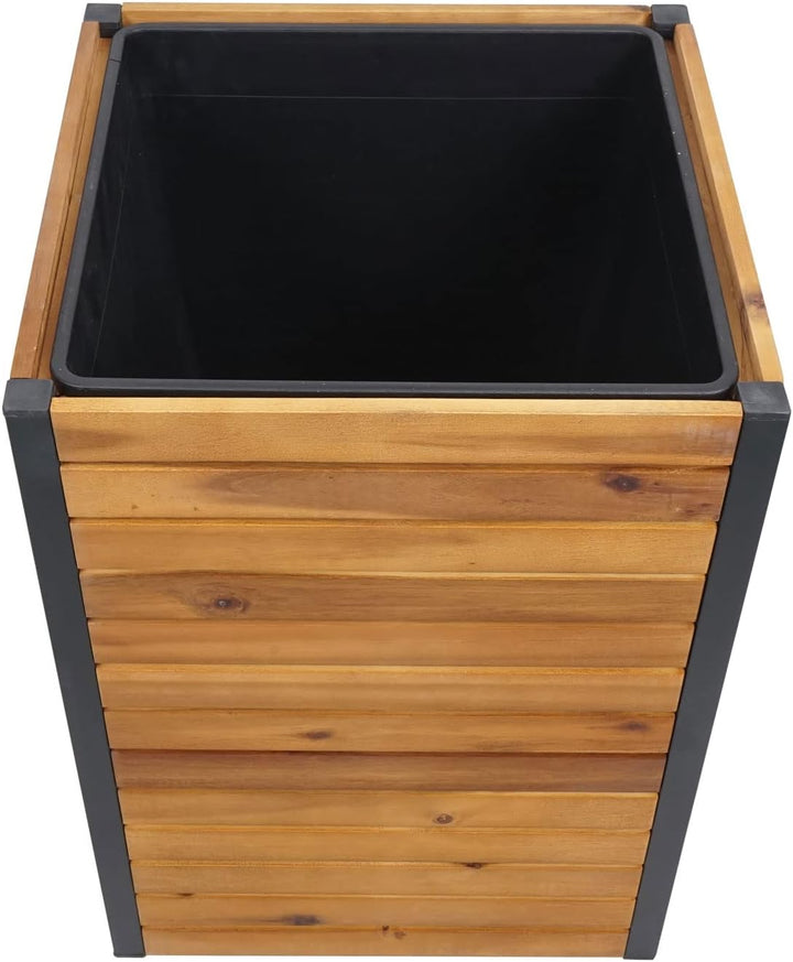 Pflanzkasten HWC-L23, Hochbeet Blumenkasten, Outdoor Akazie Holz FSC®-Zertifiziert Aluminium - 60x42