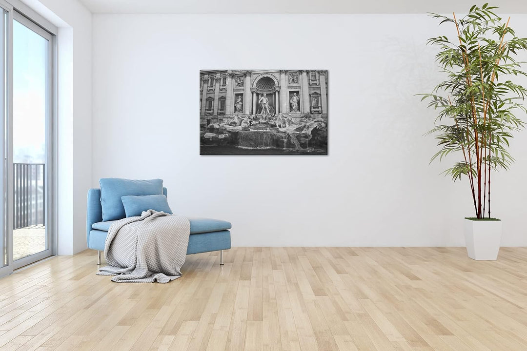 deyoli Trevi Brunnen in Rom Format: 100x70 Effekt: Schwarz&Weiss als Leinwandbild, Motiv fertig gera