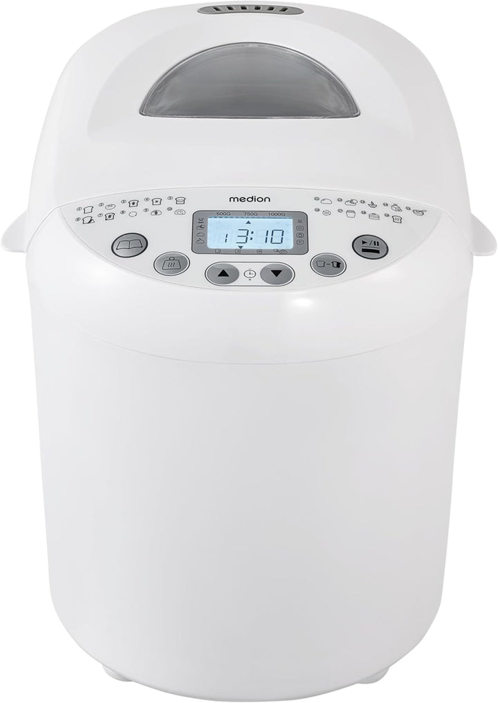 MEDION Brotbackautomat (Brotbackmaschine, 550 Watt, bis zu 1000g, 19 Backprogramme, 3 Bräunungsgrade
