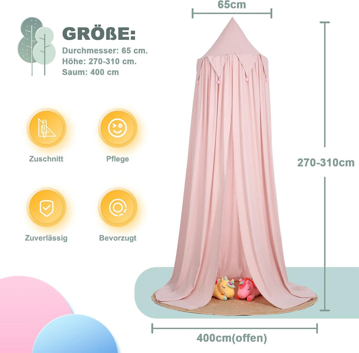 MRWiZMS Betthimmel | Baldachin Kinderzimmer | Himmel Babybett Kinder Schlafzimmer Dekoration für Höh