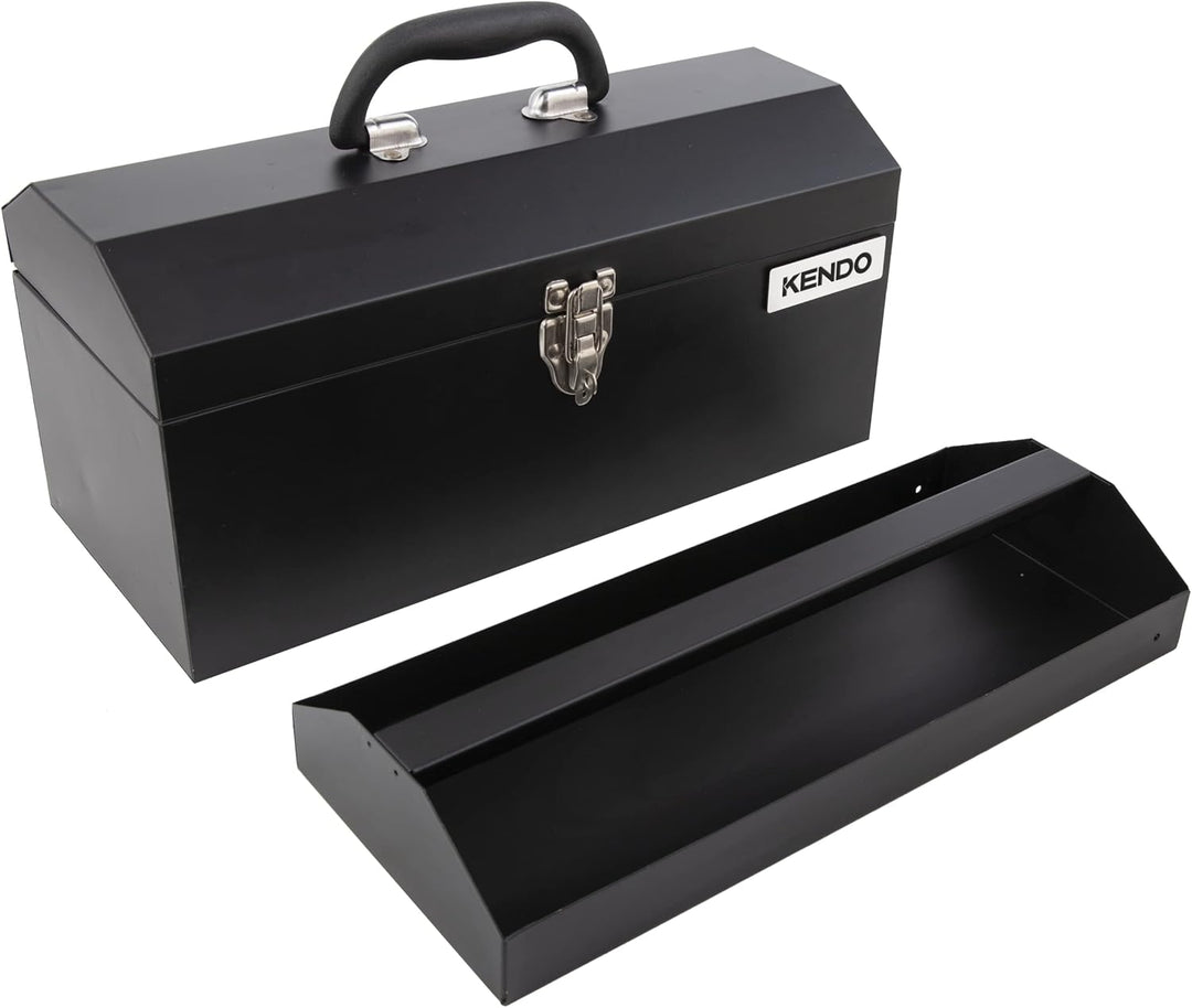 KENDO Werkzeugkasten leer - Masse: L41 x B18 x H19,5 cm - Werkzeugkiste Metall - Freitragende Werkze
