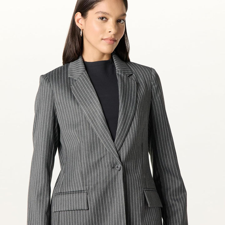 The Drop Damen Blazer (in Übergrösse erhältlich) S Anthrazitfarbene Nadelstreifen, S Anthrazitfarben