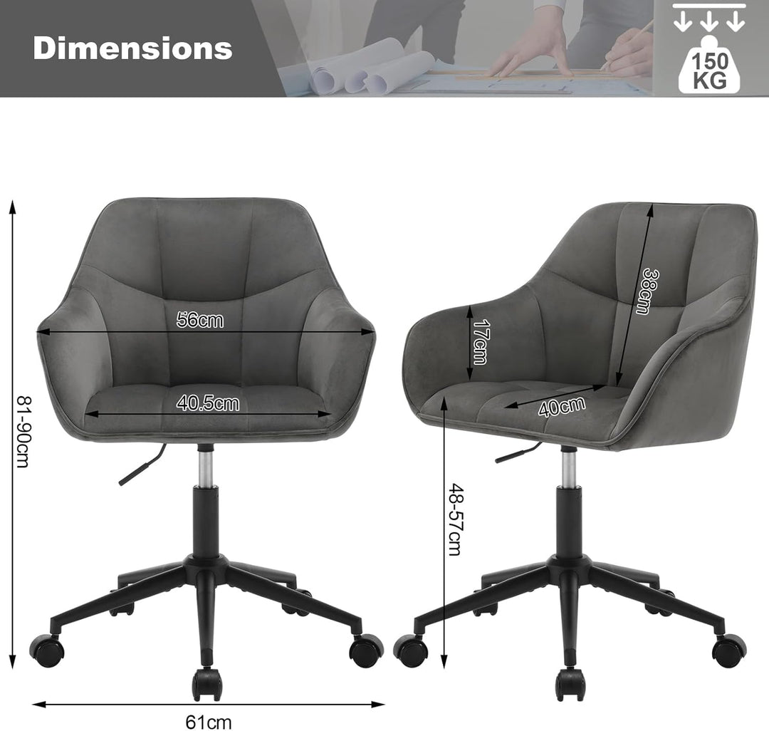 WOLTU Homeoffice Stuhl, Schreibtischstuhl, Drehstuhl, Schminkstuhl, höhenverstellbar, bis 150 kg bel