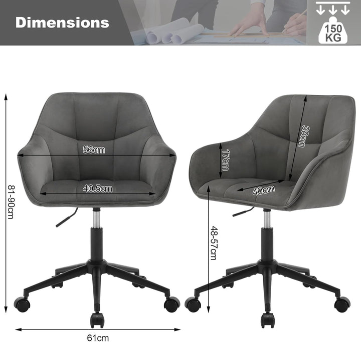 WOLTU Homeoffice Stuhl, Schreibtischstuhl, Drehstuhl, Schminkstuhl, höhenverstellbar, bis 150 kg bel