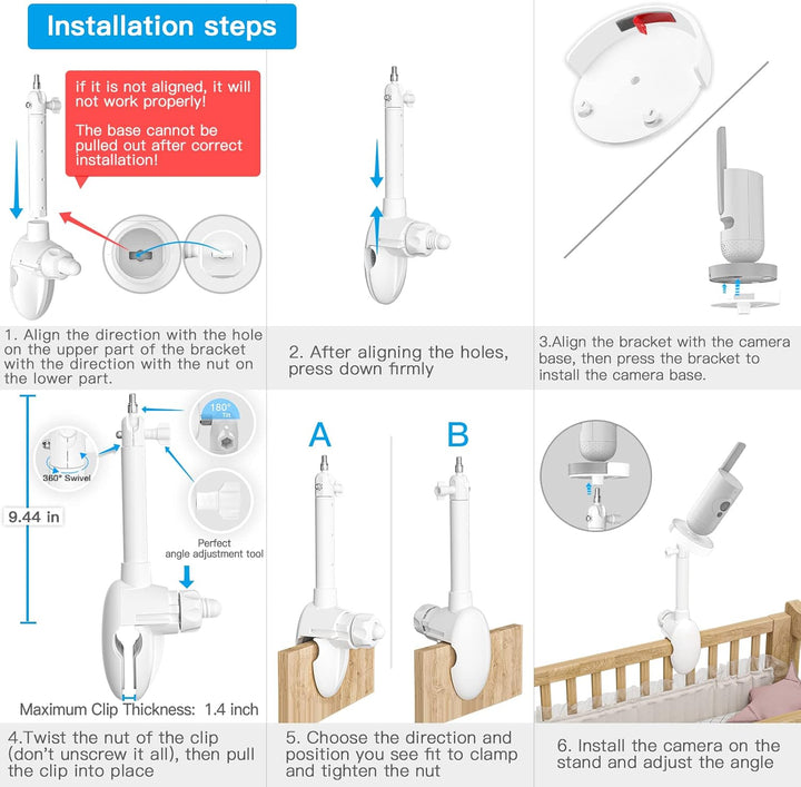 HOLACA Babyphone Clip Halterung Kamera Clip Halterung für Philips Avent Connected Videophone SCD923/