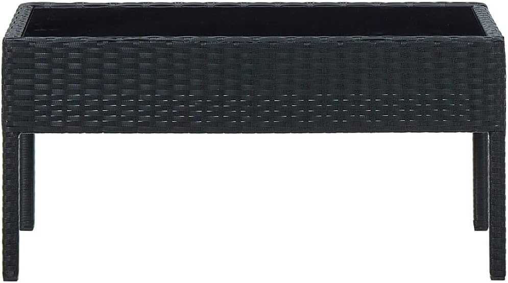 FIRBNUS Teetisch mit Glas Tischplatte 75x40x37 cm Balkontisch Terrassentisch Gartentisch Dining Tabl