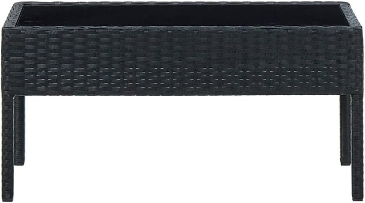 FIRBNUS Teetisch mit Glas Tischplatte 75x40x37 cm Balkontisch Terrassentisch Gartentisch Dining Tabl