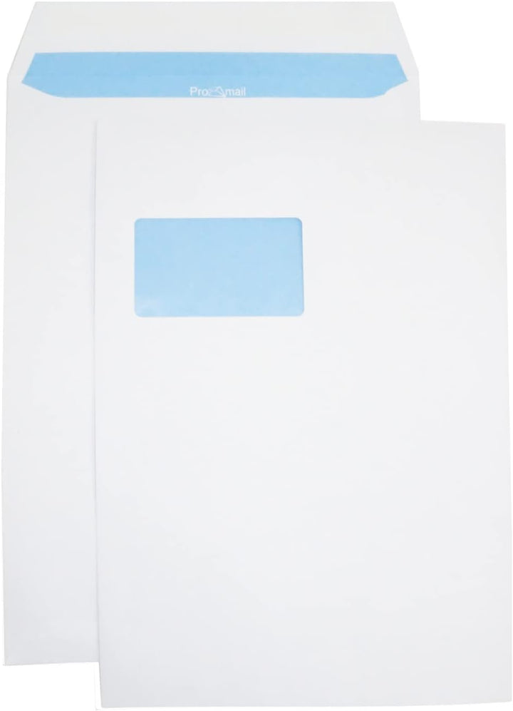 Netuno 250 Versandtaschen DIN C4 Weiss 229 x 324 mm 90g grosse Briefumschläge Weiss mit Fenster link