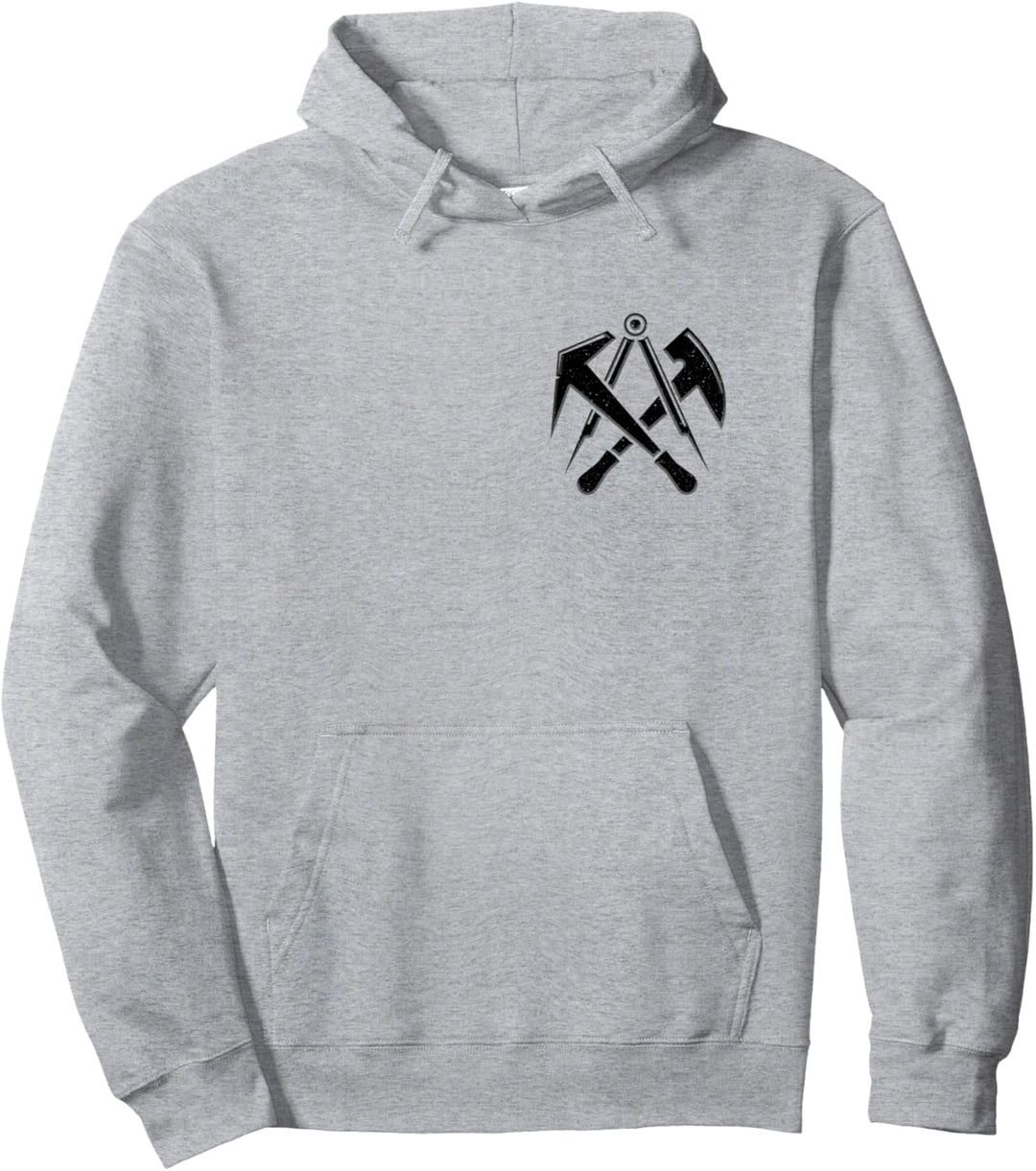 Dachdecker Handwerk Zunftzeichen mit Werkzeug auf Brust Pullover Hoodie