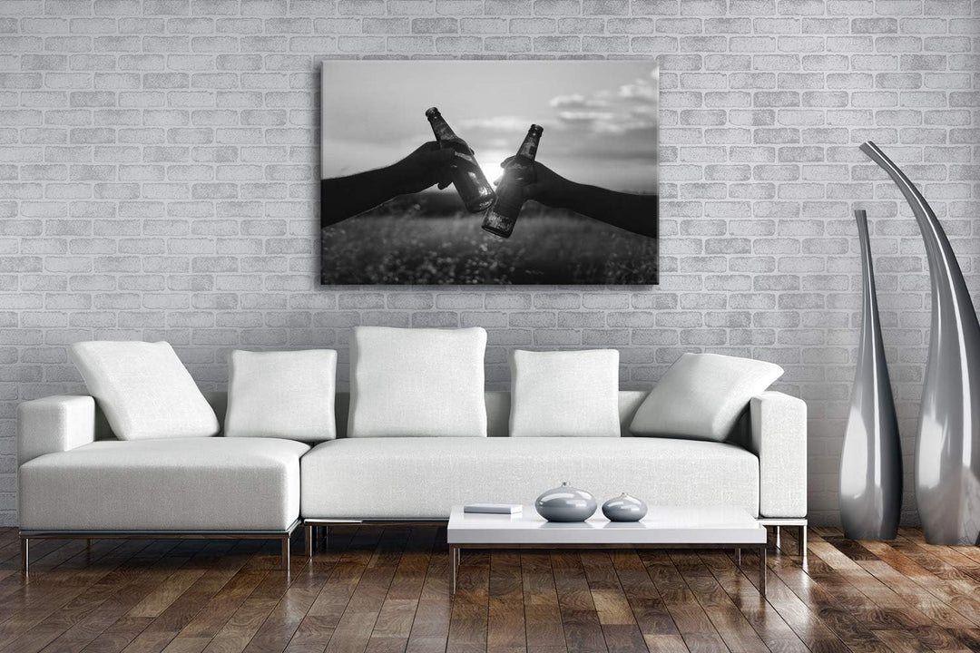 deyoli Schillernder Wismutkristall Format: 80x60 Effekt: Schwarz&Weiss als Leinwand, Motiv fertig ge