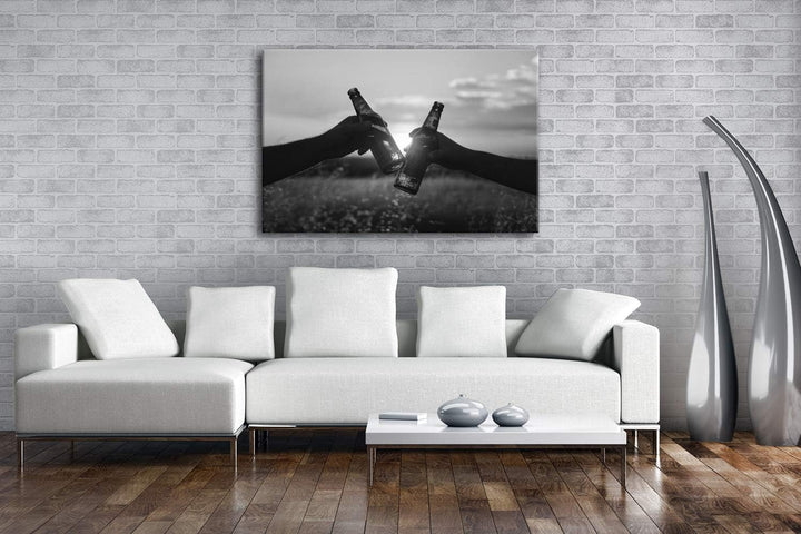 deyoli Schillernder Wismutkristall Format: 80x60 Effekt: Schwarz&Weiss als Leinwand, Motiv fertig ge