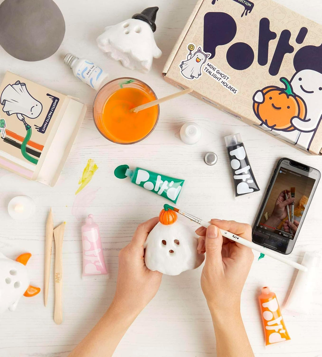 Pott'd Mini-Töpfer-Sets | Lufttrocknendes Töpferset für Erwachsene | Mit Farben, Töpferwerkzeugen un