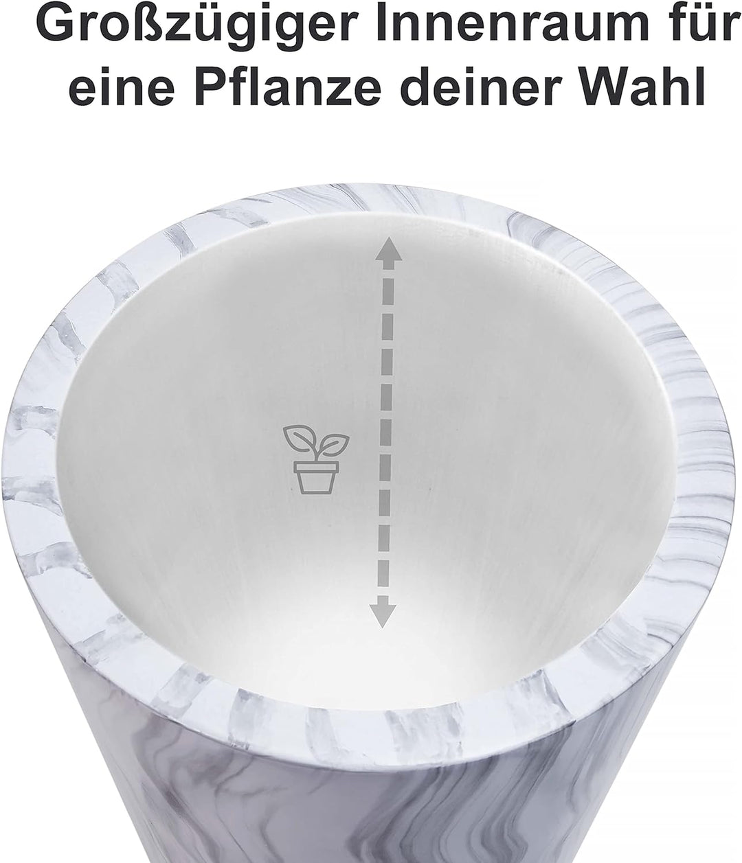 wuuhoo I Pflanzkübel Lily in weisser Marmoroptik mit Pflanzeinsatz I Wetterfest für Innen und Aussen