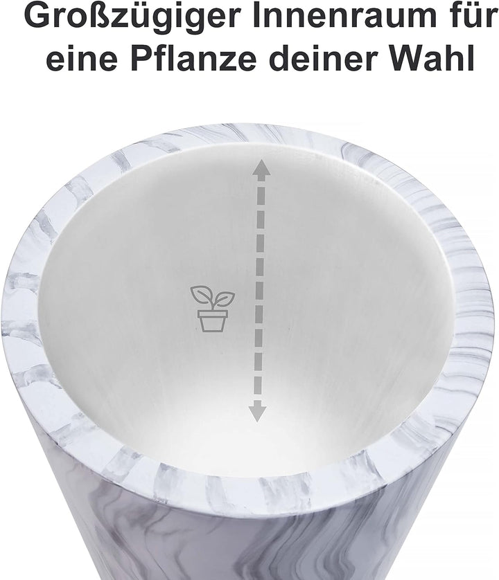 wuuhoo I Pflanzkübel Lily in weisser Marmoroptik mit Pflanzeinsatz I Wetterfest für Innen und Aussen