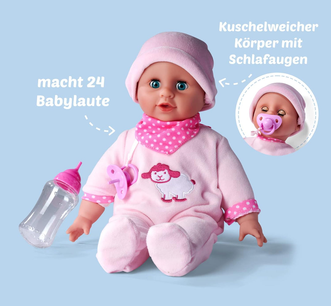 Simba 105140009 - Laura Bottle Feeding, Weichkörperpuppe mit Schlafaugen, trinkt vom Fläschchen und