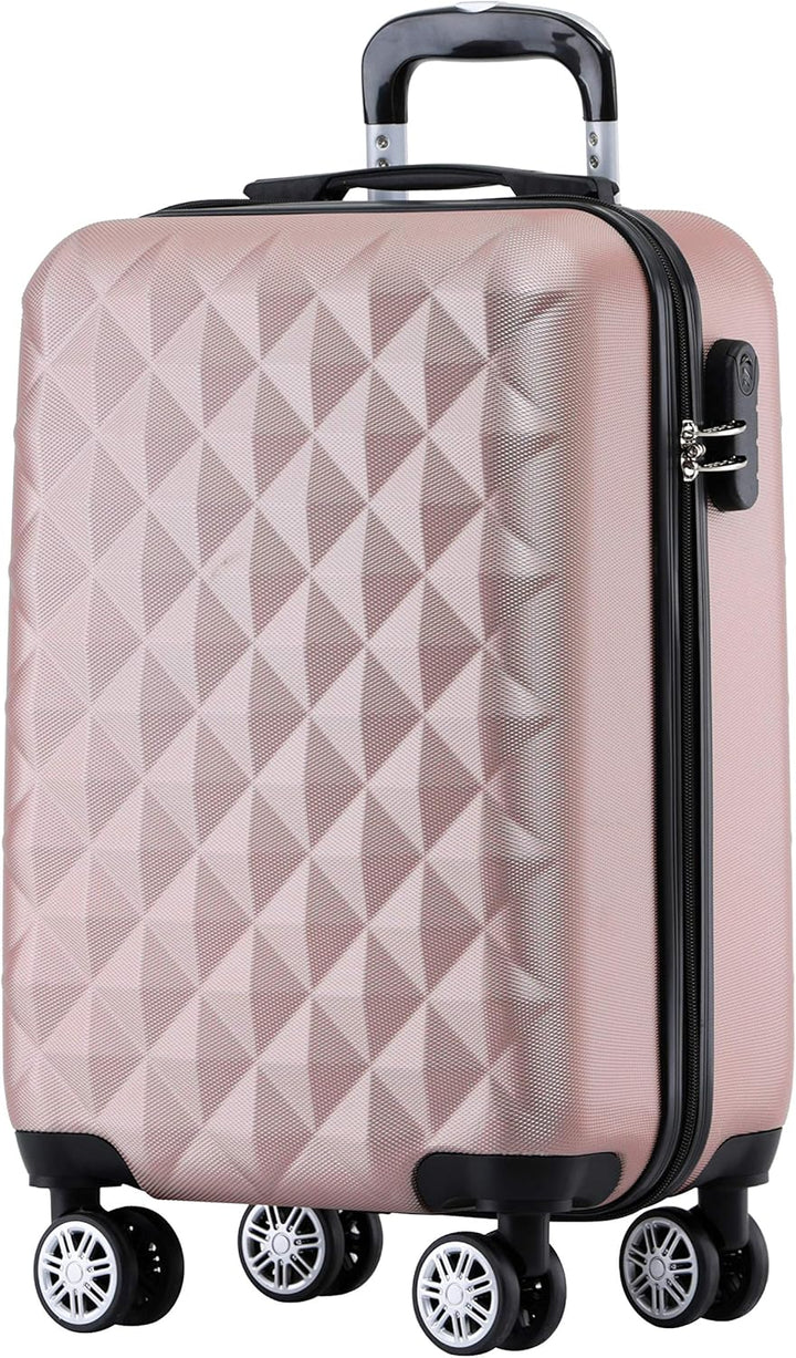 BEIBYE Zwillingsrollen 2066 Hartschale Trolley Koffer Reisekoffer Handgepäck Boardcase M (Rosa Gold,