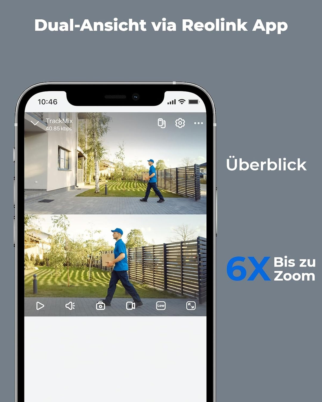 Reolink 4K 8MP PTZ Überwachungskamera Aussen mit Dual-Objektiv, 2,4/5GHz WLAN, Auto-Tracking, Smarte