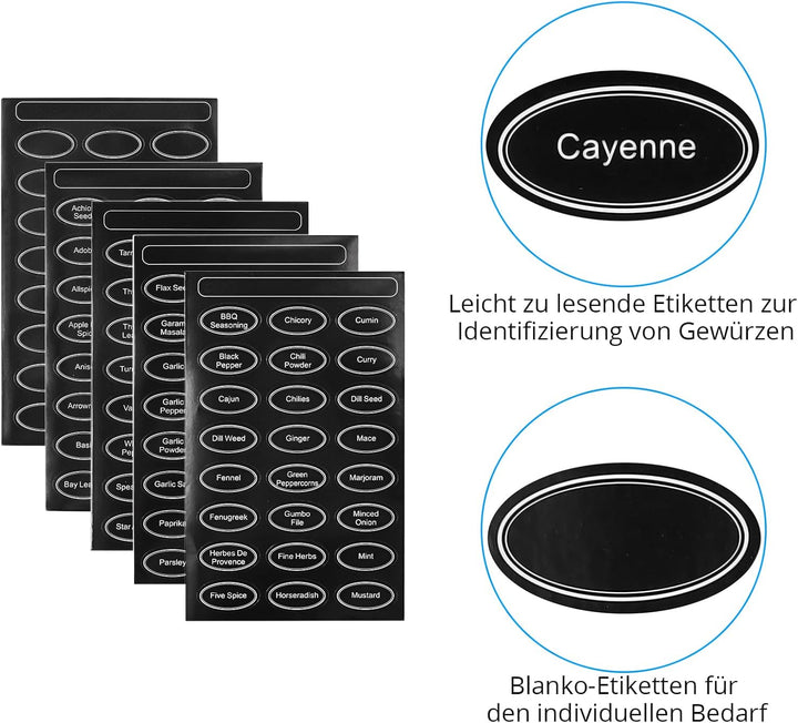HOMGEN Gewürzdosen Magnetisch Edelstahl 6 Stück Gewürzgläser Set Magnet 100ml Gewürze Spice Jars mit