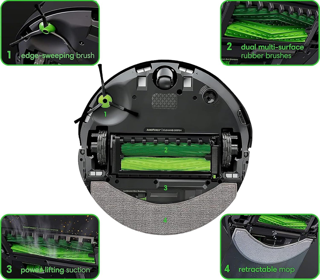 Ersatzteile kompatibel mit iRobot Roomba Combo j7+/Plus Roboter-Staubsauger, 1 Satz Gummibürsten für