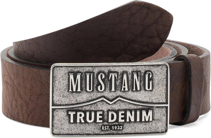 MUSTANG Herren Ledergürtel MG2170R17 40mm Gürtelbreite Schwarz Braun 80-115 W80 Dark Brown 0690, W80