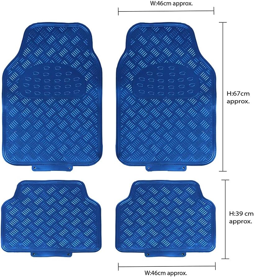 JVL 01-693 Titan Automatten-Set Metallisch mit Gummirückseite, Blau 4-teilig, Blau
