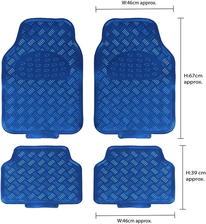 JVL 01-693 Titan Automatten-Set Metallisch mit Gummirückseite, Blau 4-teilig, Blau