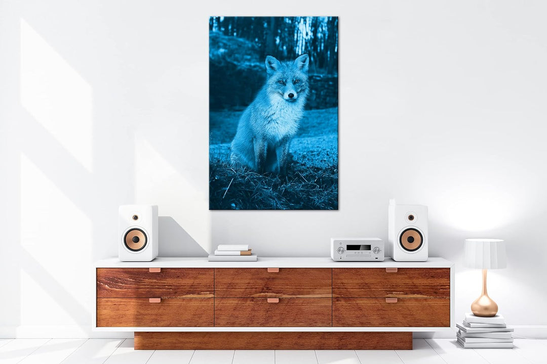 deyoli süsser Fuchs im Wald Format: 80x60 Effekt: Monocrome Blau als Leinwand, Motiv fertig gerahmt