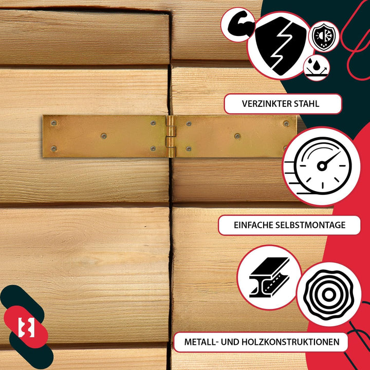 KOTARBAU® Kistenband 300 x 50 mm 10 St. Scharnier Gerollte Tischband Möbelscharnier Gelb Verzinkt To