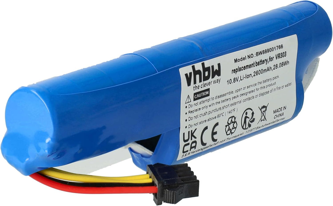 vhbw 1x Akku kompatibel mit Vileda VR 201 PetPro, VR 303 Saugroboter (2600 mAh, 10,8 V, Li-Ion)