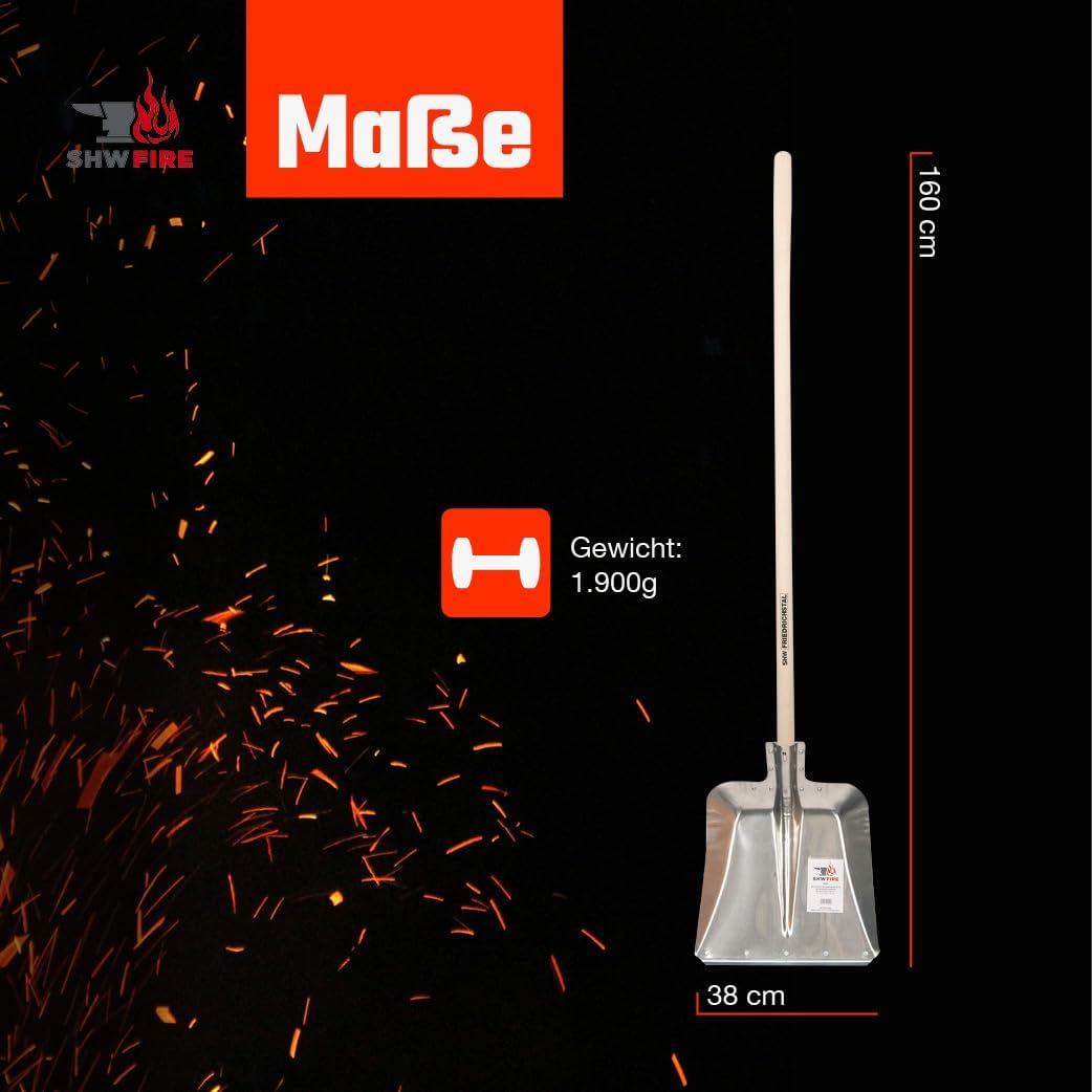 SHW-FIRE Hallenser Alu Flachrandschaufel, 130cm Stiel mit Stahlschutzkante - vielseitig einsetzbar
