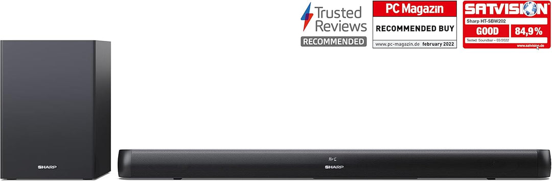 SHARP HTSBW202 2.1 Soundbar 200W (USB, Bluetooh, HDMI, Optisch, AUX-In (3,5mm), Breite: 92cm), draht