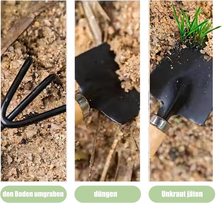 Mini Gartengeräte 3 Stück Set, 3 Stück Sukkulenten Gartengeräte, Holzgriff Handheld Mini Kelle, Scha