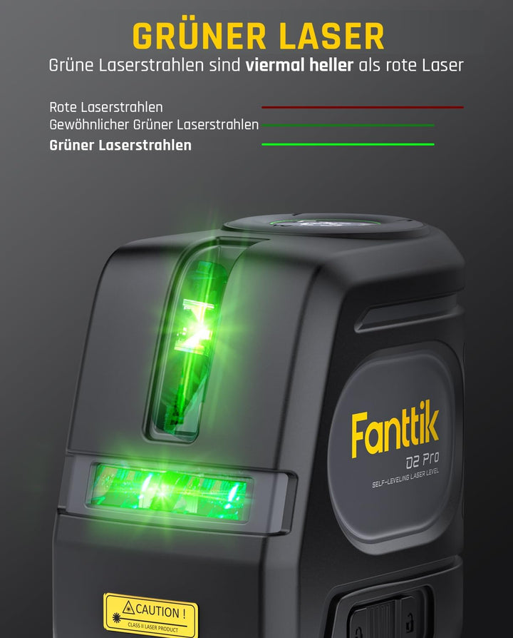 Fanttik D2 PRO Selbstnivellierend Kreuzlinienlaser mit LED-Bildschirm, 130° Vertikale Abstrahlwinkel