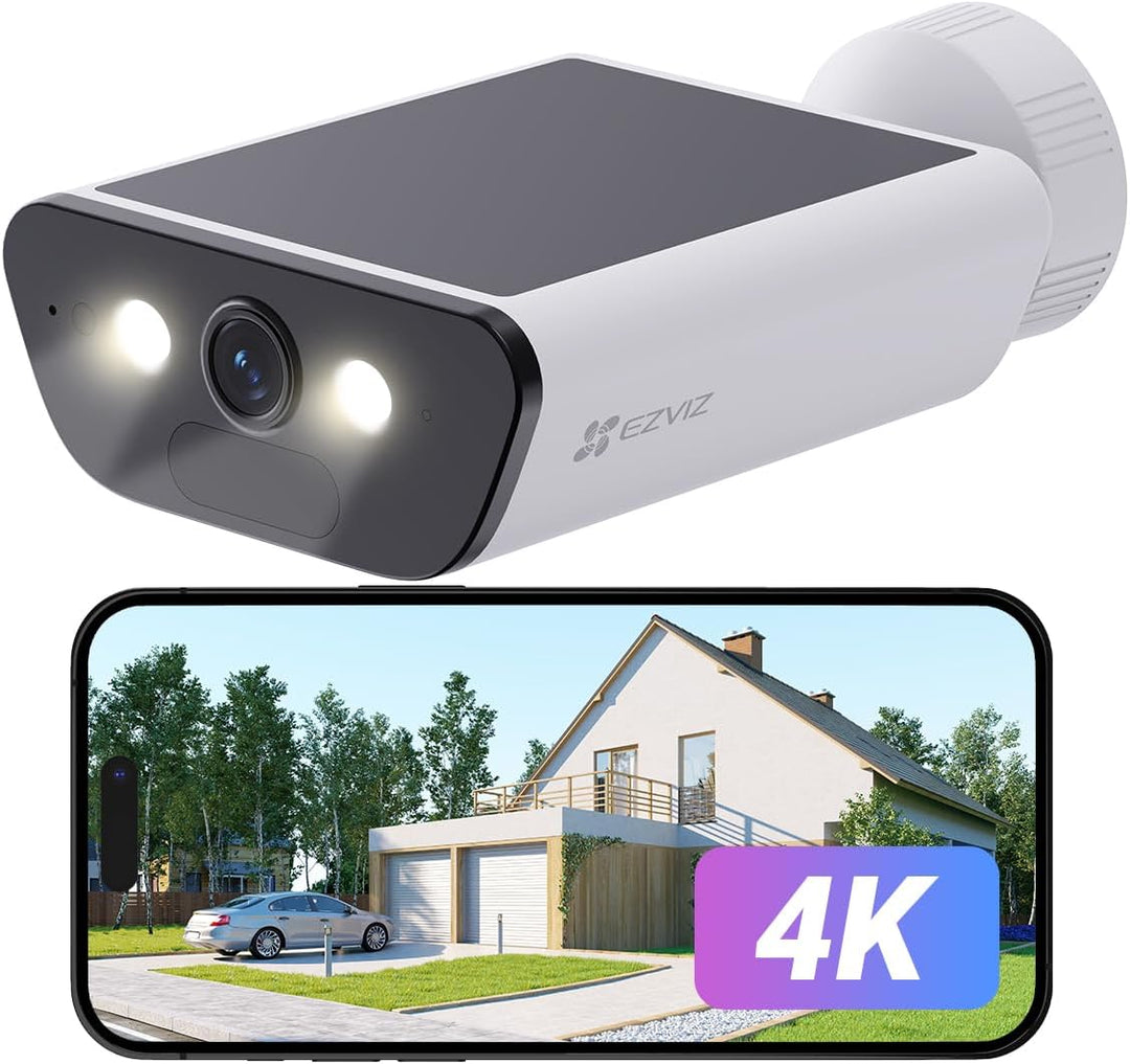EZVIZ 4K Akku Überwachungskamera mit 10400mAh Akku, kabellose Aussenkamera mit eingebautem 1.4W Sola