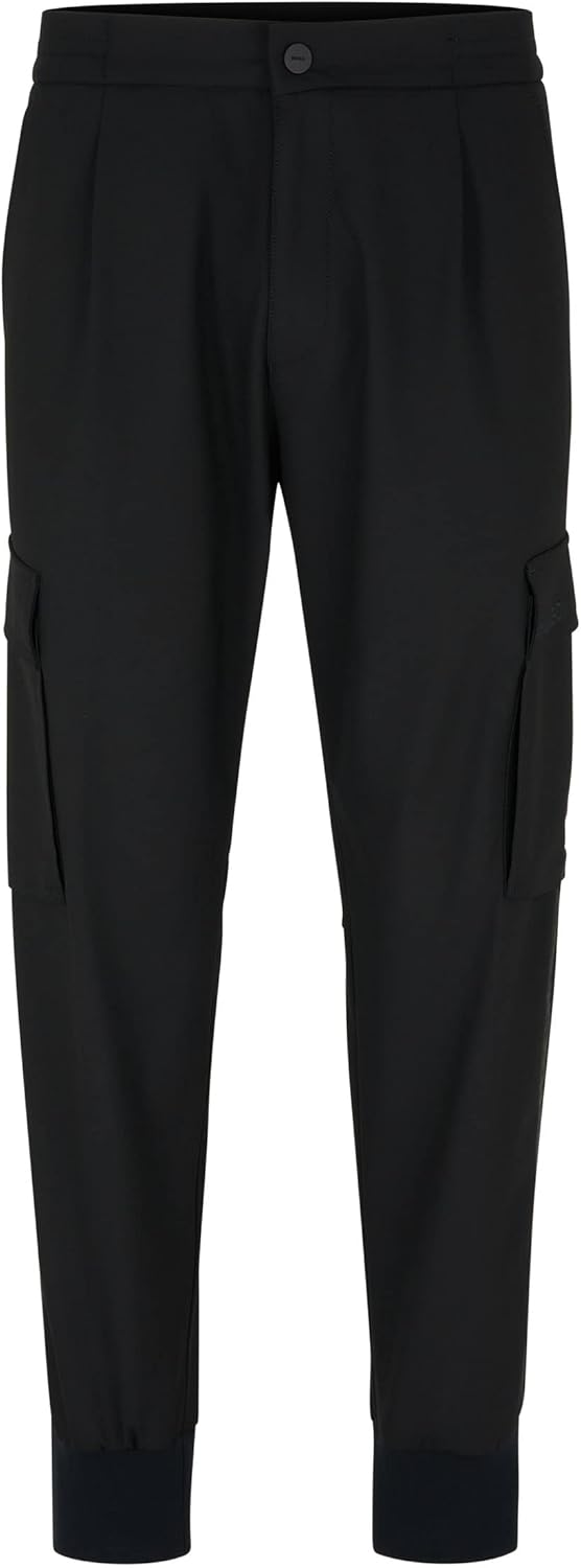 HUGO Herren Glavin231F1 Slim-Fit Cargohose mit Bundfalten 98 Black1, 98 Black1