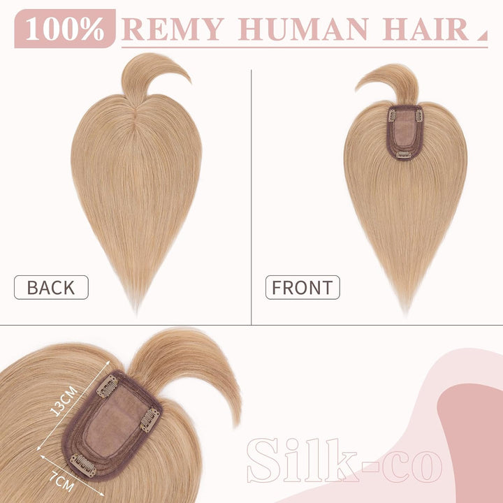 Silk-co Haarteile Echthaar Topper Extensions Echthaar Clip in Extensions Echthaar Glatt Toupet Haarv