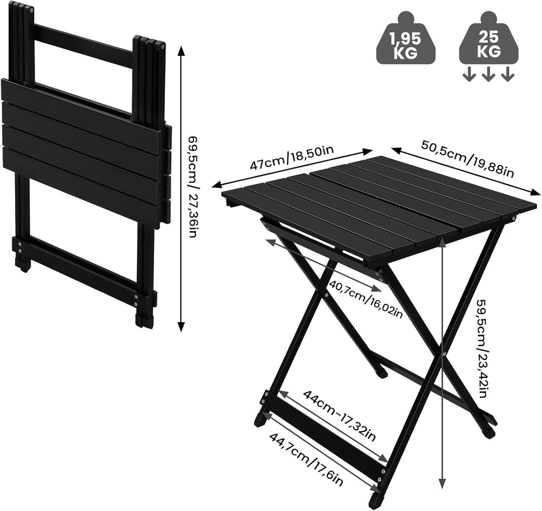 WOLTU Alu Tisch Klapptisch Campingtisch Balkontisch Gartentisch Klappbar aus Aluminium, 50.5x47x59.5