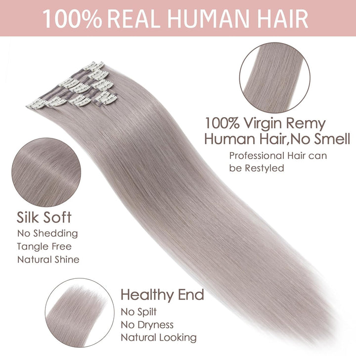 Silk-co Echthaar Clip In Extensions 8 Tressen 18 Clips 55g, Hair Extensions, Remy Echthaar Clip In E