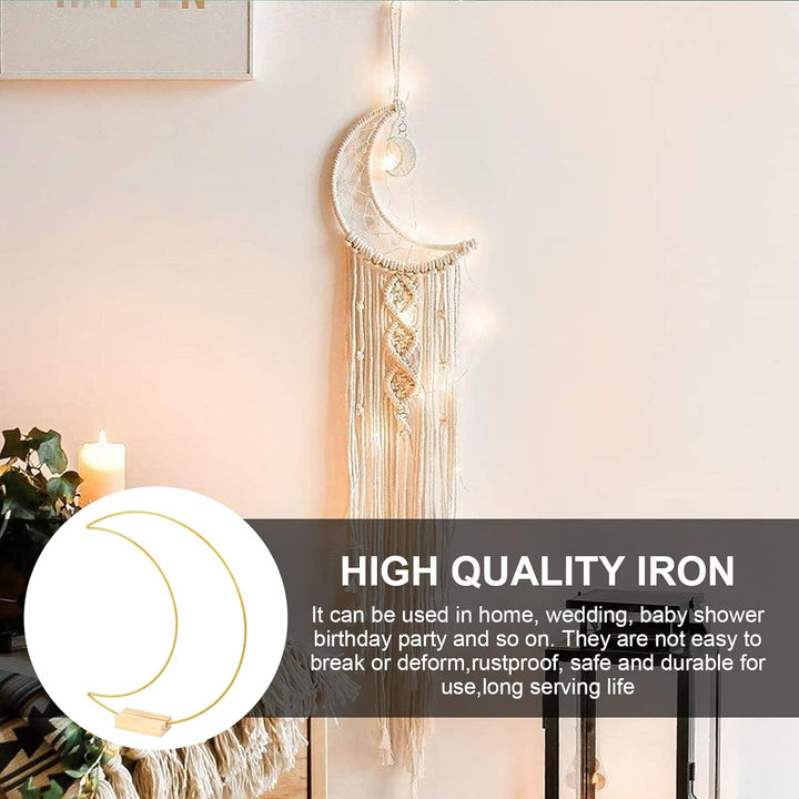 IGTOPS 10 Stück 30cm Mond Metall-Blumenreifen mit 10 Hexagon Holzständer, Metall Kranzring Gold Meta
