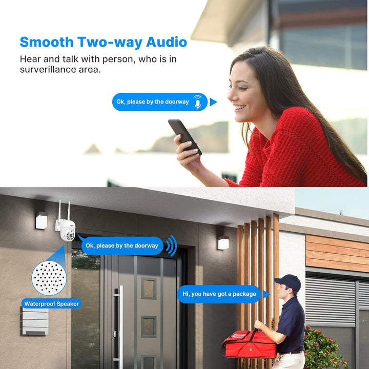 【5MP+PTZ】 Hiseeu Überwachungskamera Set Aussen WLAN mit 12''Monitor 10CH Wireless NVR,4 Pcs 5MP PTZ