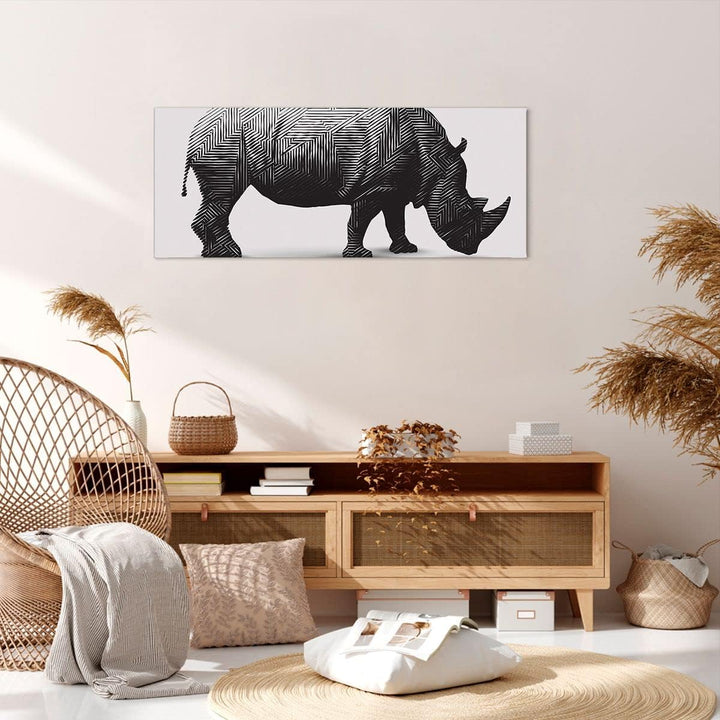 Wandbilder Dekoration Wohnzimmer Nashorn Tier Afrika Safari Panorama Bilder auf Leinwand 120x50cm Le
