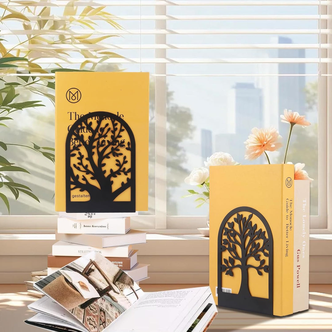 Otauoaea 8 Stück Metall-Schwarz Buchstütze | Bücherhalter | Bücherstütze | Buchstützen Organzier, Bo