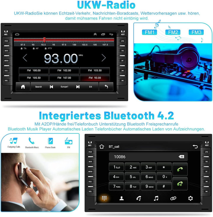 Hikity Android 13 Autoradio Doppel Din 7 Zoll Auto Stereo Radio mit Navi Bluetooth Freisprecheinrich