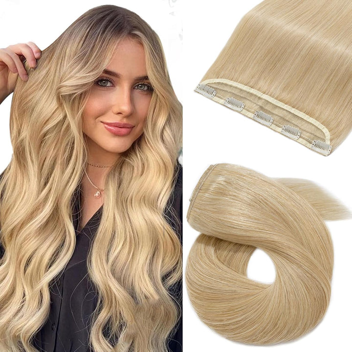 Silk-co Clip in Extensions Echthaar 1Pc 5Clips, Clip in Echthaar Hair Extensions Remy Clip in Haarve