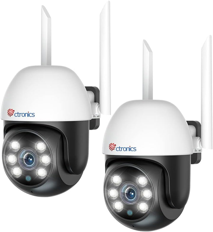 PTZ Überwachungskamera Aussen 2er Set, Ctronics 1080P Kabellose IP Kamera Outdoor WLAN, 350°/90° Sch