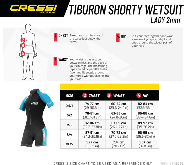 Cressi Tiburon Lady Shorty Wetsuit 2 mm - Shorty Neoprenanzug für Frauen zum Schnorcheln, Schwimmen