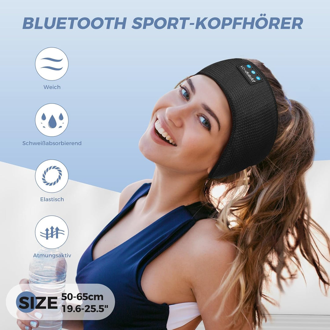 LC-dolida Schlafkopfhörer Bluetooth 5.4, Schlaf Stirnband Kopfhörer Headband Schlafmaske, Sportskopf